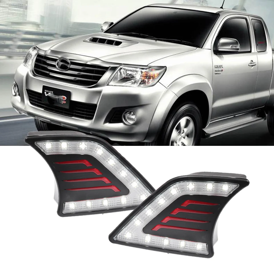 2 шт. автомобиля светодиодный DRL бег светильник для Toyota Hilux Vigo 2012 2013 дневные Противотуманные фары 12V Автоматический запуск светильник s