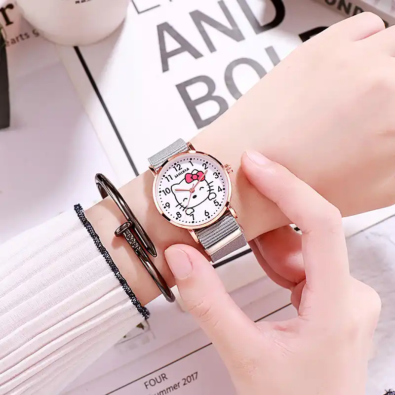 Reloj De Moda Para Mujeres Bestie Para Parejas Ninos Dibujos Animados Hello Kitty Sencillo Y Fresco Para Estudiantes De Secundaria Aliexpress