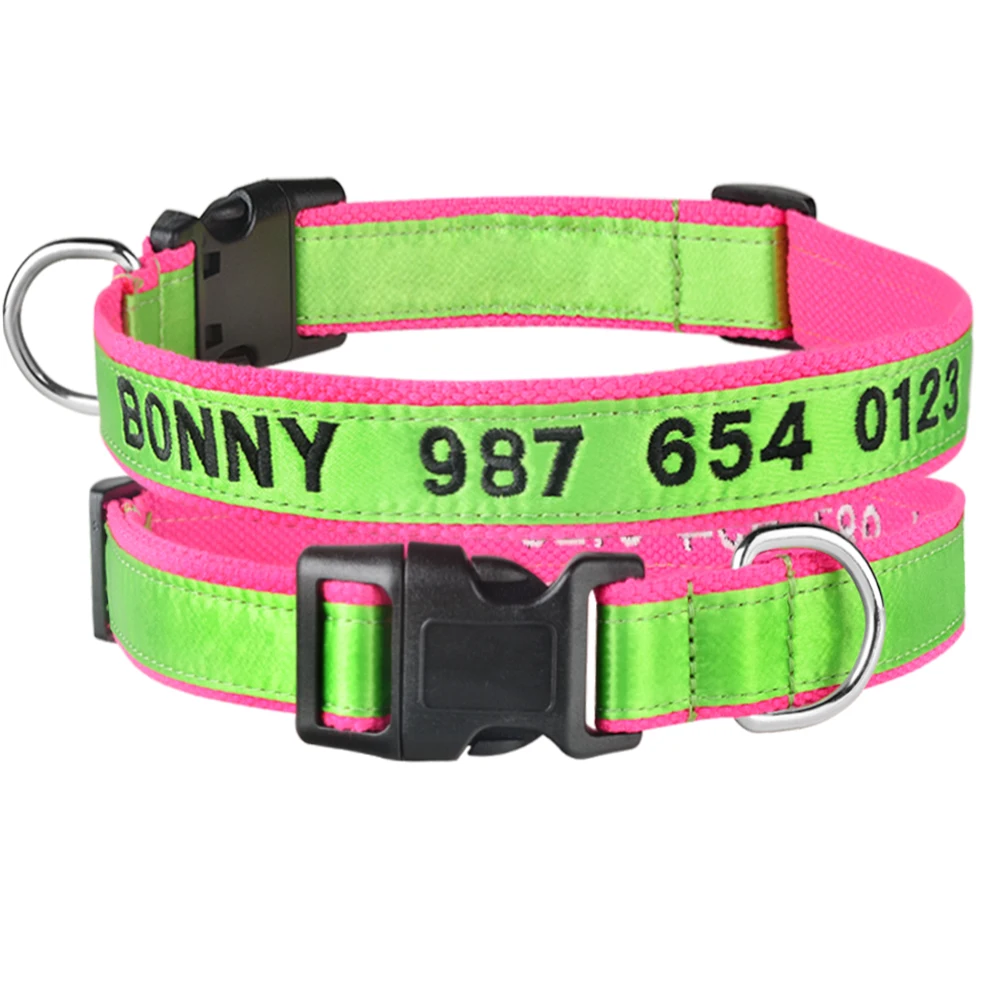 dog chain collar Embroidered Customized Pet Collar Nylon Dog Collar Personalized Puppy ID Name Collar for Small Medium Large Dogs Adjustable designer dog collars