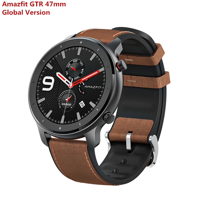 Huami Amazfit GTR 47 мм для разных видов спорта Алюминий сплав/нержавеющая стальные «Умные» часы с 24 дней время работы в режиме ожидания: 5ATM активно-матричные осид, Экран