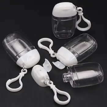 

5Pcs 30ml Empty Hand Sanitizer Travel Small Size Holder Hook Keychain Carriers Flip Cap Reusable Portable Empty Bottles