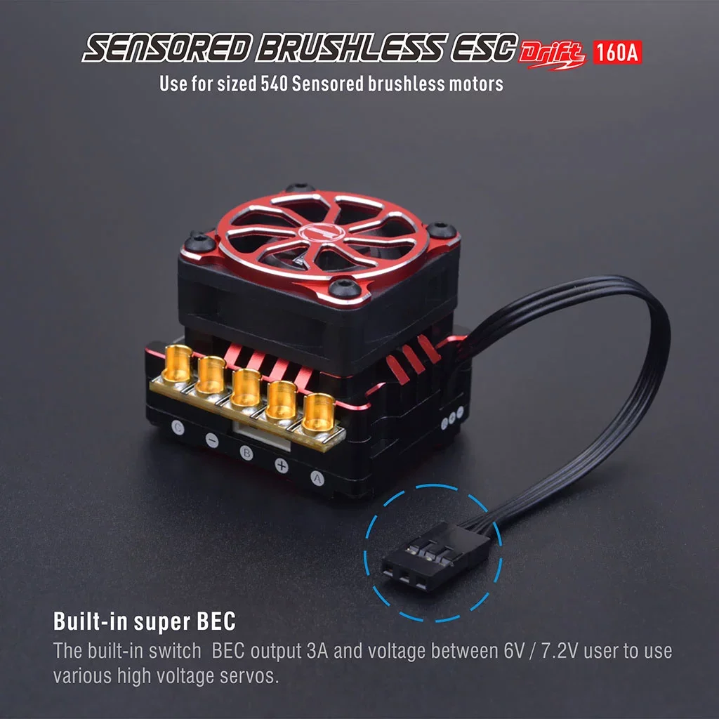 China Factory Surpass Hobby Rocket DRIFT Pro TS160Amp Brushless Speed Controller Sensored for 1/10 Competition racing cars