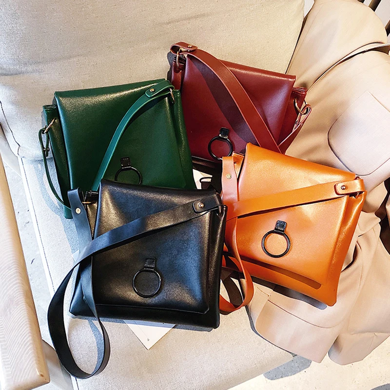 

Solid Color Soft PU Leather Crossbody Bags For Women 2020 High Capacity Shoulder Messenger Bag Female Large Travel Handbags