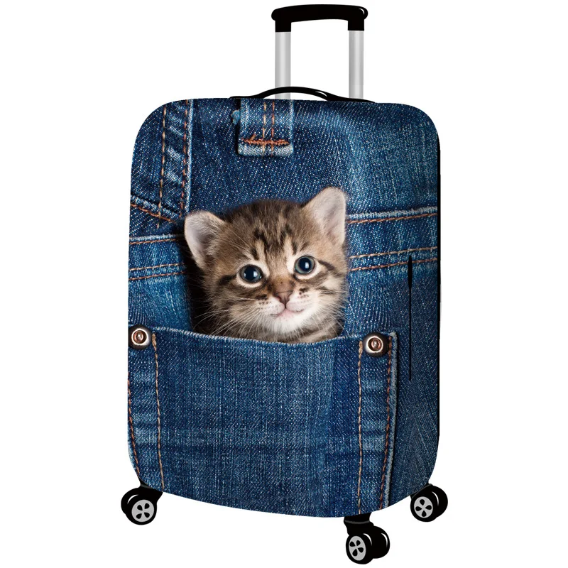 A Animal Cat Travel Luggage Cover Protective Suitcase Cover Trolley Case Accessories Travel Luggage Dust Cover for 18 To 30 Inch - Цвет: A