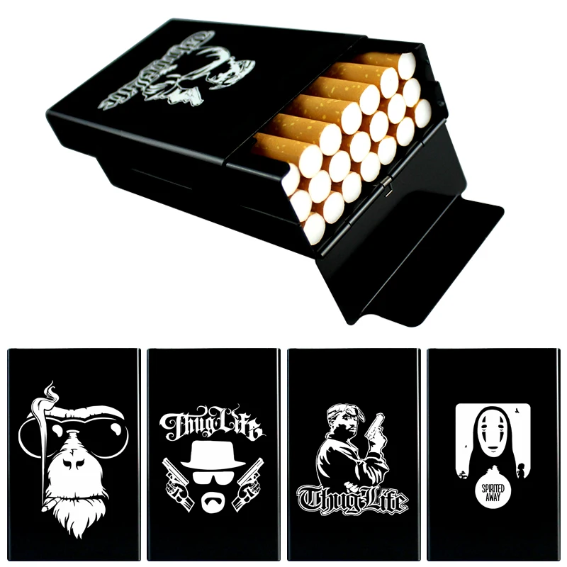 

Metal Aluminum Cigarette Box Case Sliding Derivative Products Middle Finger Fuck Thug Life The Eight Trigrams Husky Buddha Fun