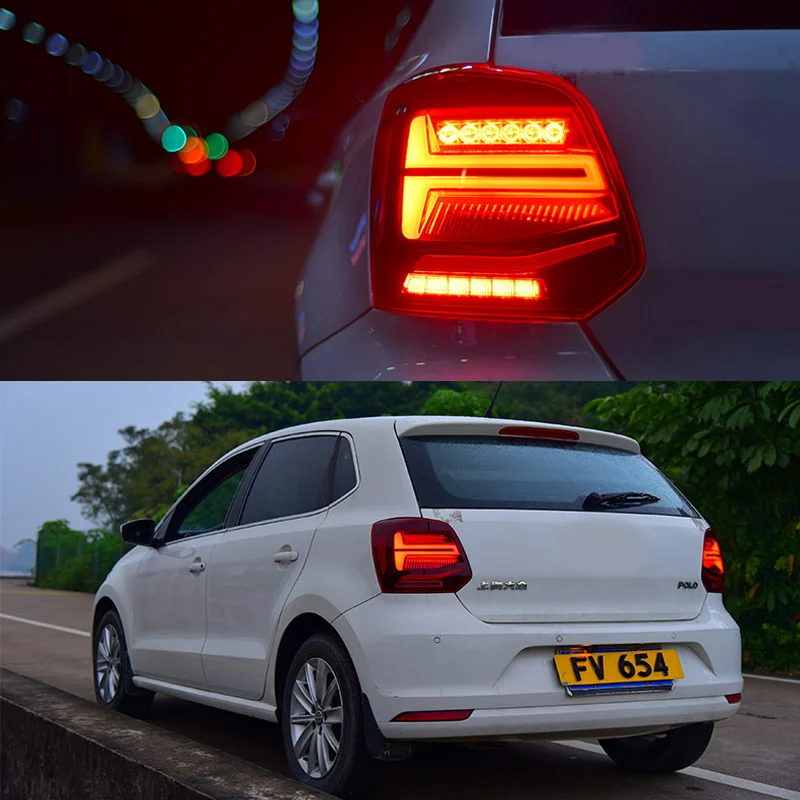 Светодиодный задний фонарь для Volkswagen VW POLO 2009 2018 красный дымчатый черный