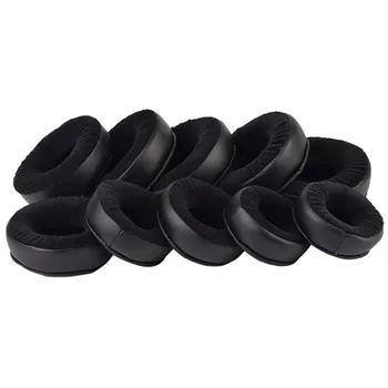 

2 Pcs Velvet + Leather Replacement Ear Pads For Universal Round Diameter 65-110mm Headphones