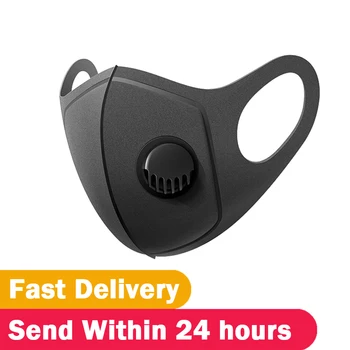 

1/5/10/20 Pcs Fashion Mouth Mask Respirators Washable Earloop Mask Cycling Face Mask Valve Summer Breathable Sponge Black Mask