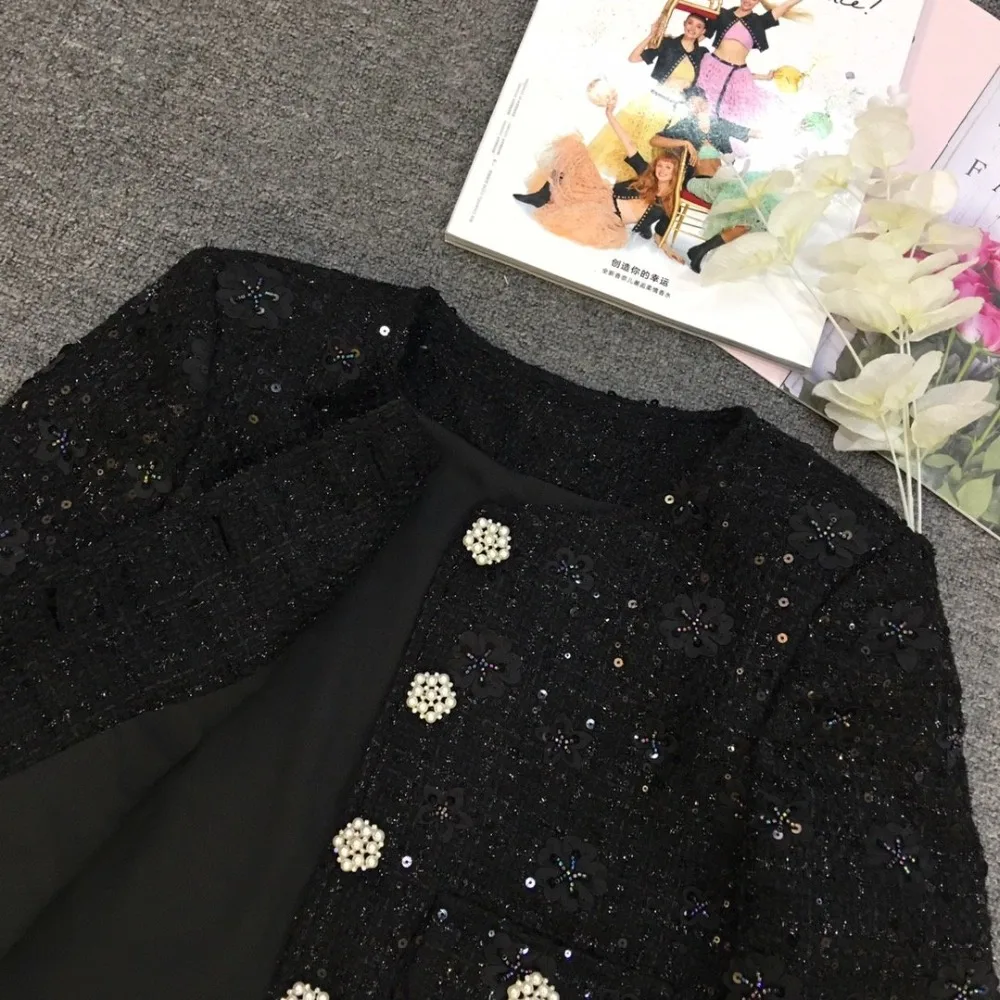 new women fashion sequined flower jacket coat female casual beading outerwear coat 2 color rmsx 10.21