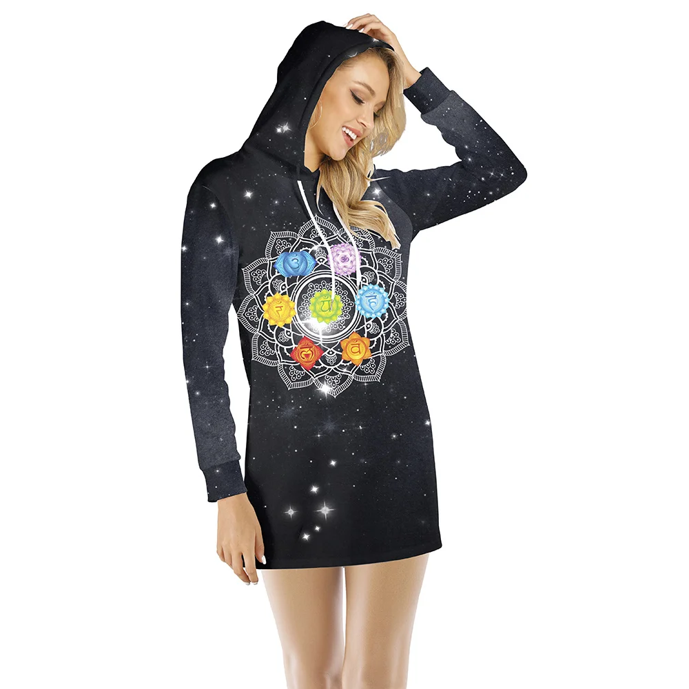 NADANBAO осенние толстовки с мандалой для женщин чакра Galaxy печати кофты пуловер с длинными рукавами одежда