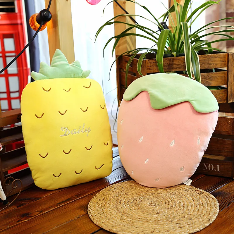 Kawaii мультфильм мягкие фрукты плюшевая подушка морковь клубника, ананас арбуз банан плюшевые игрушки Рождество подарок