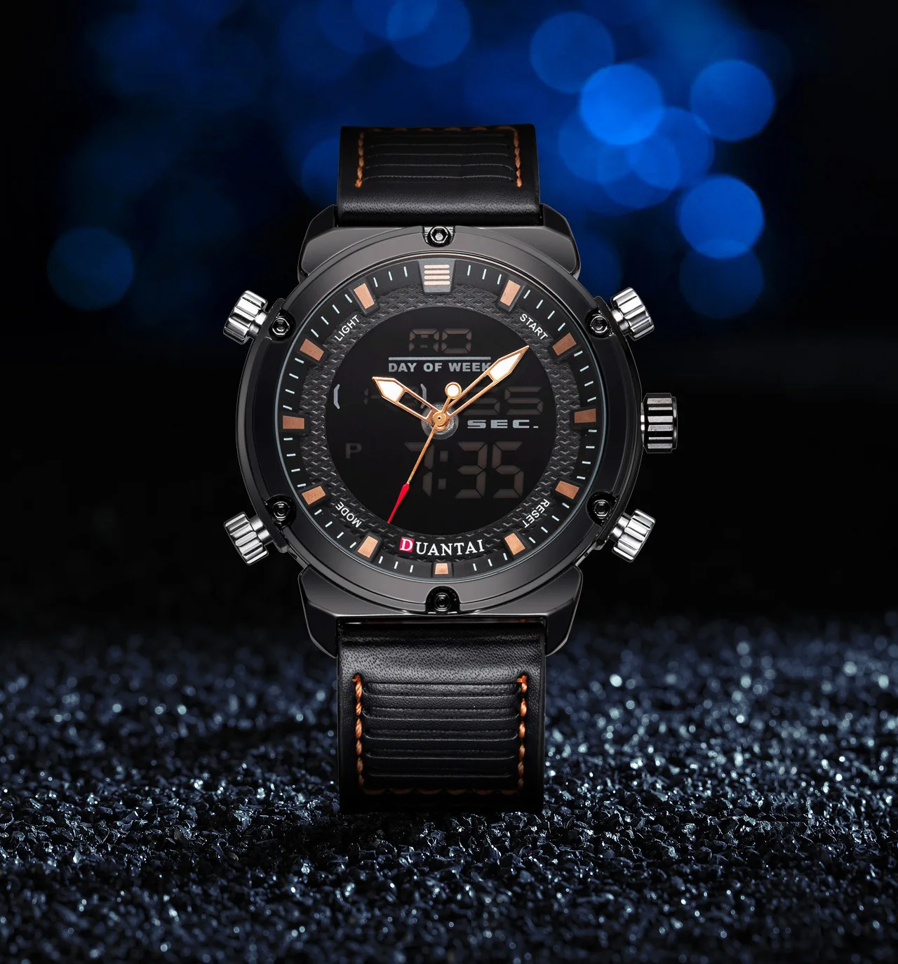 

Duantai Leather Belt Multi-functional Double Inserts Outdoor MEN'S Watch Electronic Watch Sports Watch Waterproof Night Light