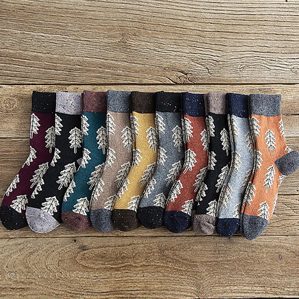 5 пар, модные женские носки в стиле ретро с рождественской елкой, винтажные Модные Повседневные Носки дышащие комфортные осенне-зимние носки средней длины