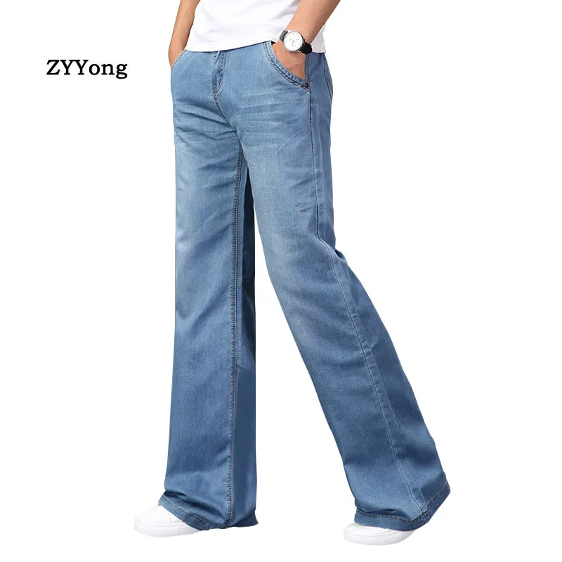 

Fashion Mens Boot Cut Jeans Big Flared Boot Cut Leg Flared Trousers Loose Large Size Fit Designer Classic Blue Denim Pants