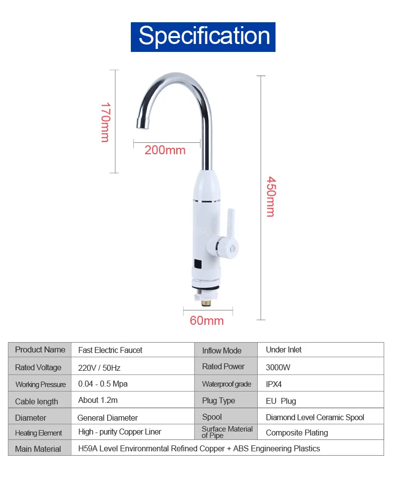 Kbaybo 3000W Кухня Мгновенный водонагреватель кран Электрический проточный водонагреватель светодиодный цифровой для кухни холодной горячей