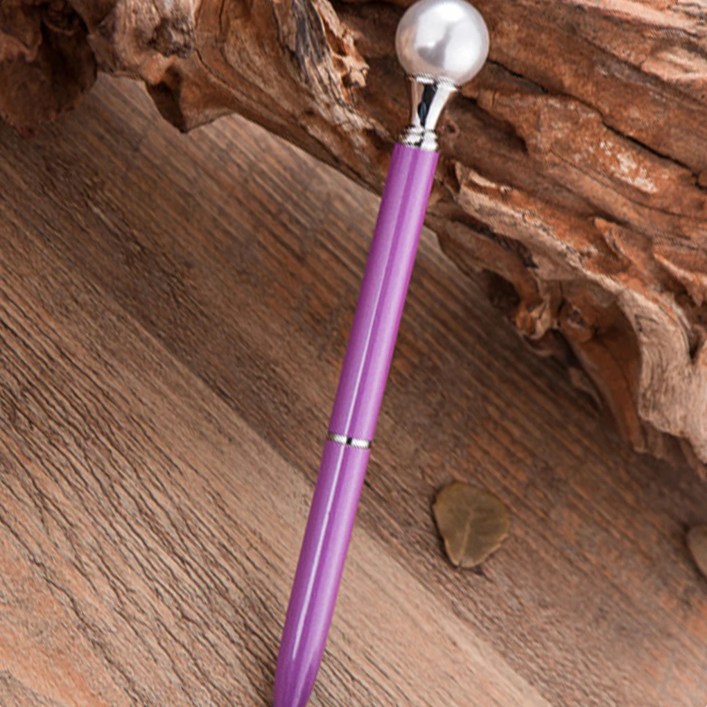 NO.8 Large Pearl Decor Metal Ballpoint Pen 0.7mm Black Refill Office School Stationery Supplies Ballpen Gifts - Цвет: NO.8