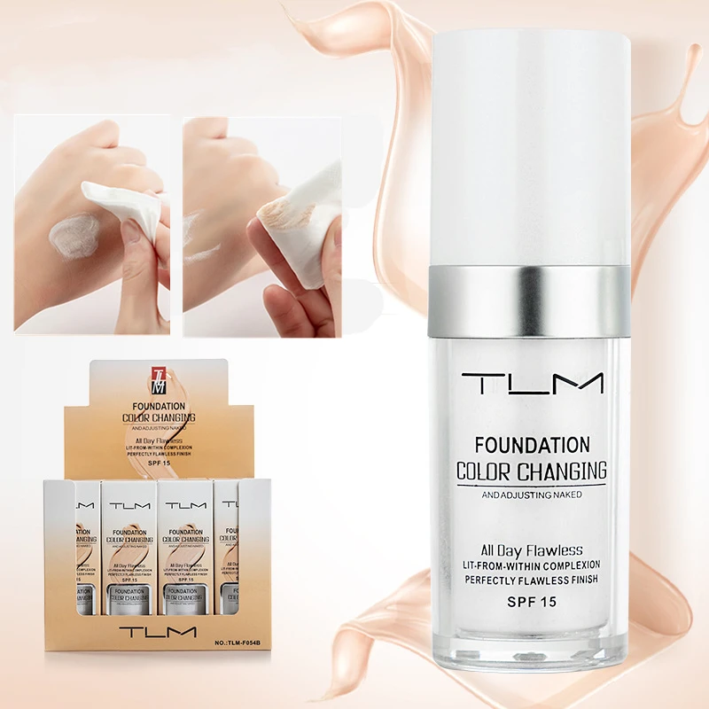 

TLM Color Changing Liquid Foundation Makeup Base Nude Face Cover Concealer Long Lasting Skin Tone Foundation Face Makeup 30ML