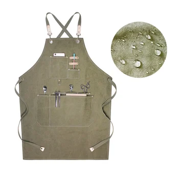 

Women Mens Kitchen BBQ Thickened Chef Apron Oil Proof Gardening Quick Release Cross Back Straps Home Waterproof With Pockets