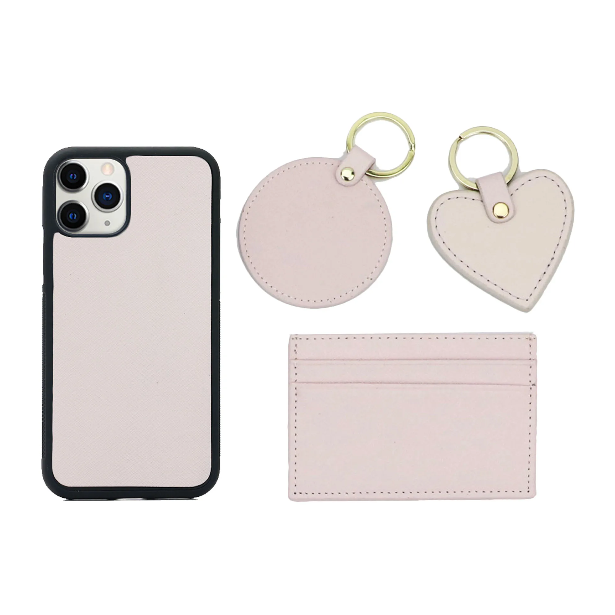 Pink One Set Заказной сафьяновой кожи подарочный набор портмоне Чехол для карт горячая Распродажа брелок стиль сафьяно чехол для телефона для IPHONE 11PRO MAX - Цвет: Pink One Set