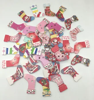 

50pcs 22*30mm Christmas Stocking Wooden Button Handwork Sewing Scrapbook Clothing Crafts Accessories Owl Buttons Gift Card Decor
