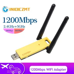 INIOICZMT – adaptateur WI FI externe 1200 ghz/5 ghz, 3.0 mb/s, USB 2.4, double bande, pour PC de bureau, ordinateur portable, Windows et MAC 