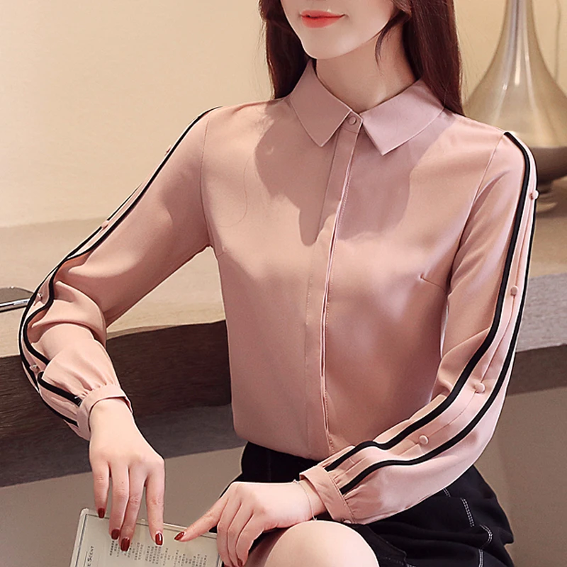 

New Chiffon shirt Fall 2019 Autumn Woman Tops Long sleeve Blouses Shirt Office Fashion Turn-down Collar Women shirt Blusa 933B