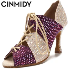 CINMIDY New Sexy Dance Shoes Belly Dance Latin Jazz Pole Dance Training Shoes Soft Sole Women’s Wedding High Heels Black Purple