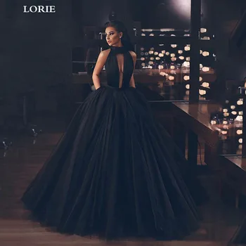 

LORIE A Line Princess Wedding Dress Sexy Black Side Split Bridal Dresses High Neck Backless Boho Vestidos de novia Wedding Gowns