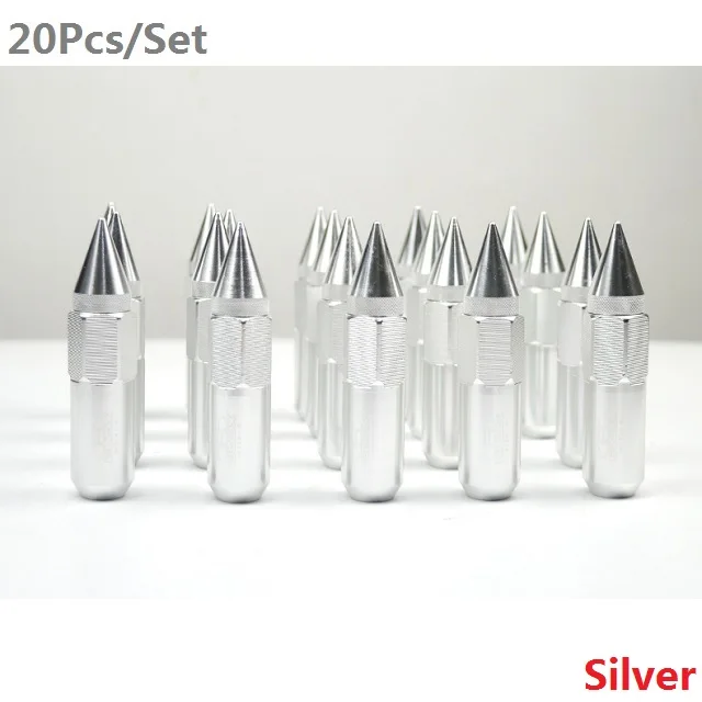 Silver 20 шт./компл. M12x1.25-M12x1.5 ступицы колеса для автомобиля винты качество Алюминий сплав защитные чехлы авто ступицы отделкой болт внешней отделки - Название цвета: Silver