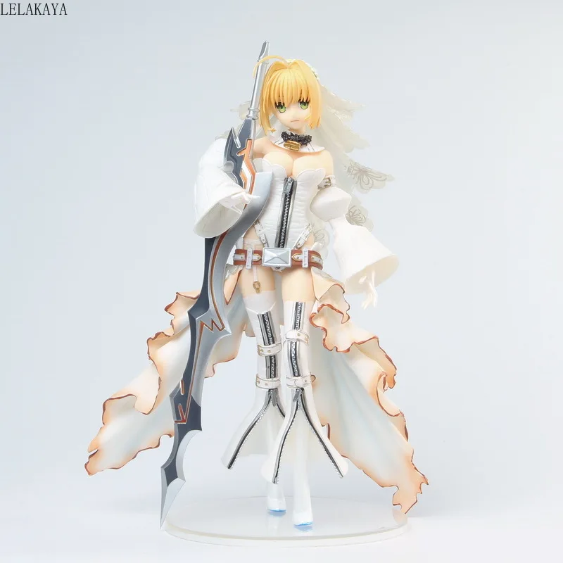 24 см Новое поступление Аниме экшн фигурки FGO Fate Grand Order Saber Nero свадебное белое