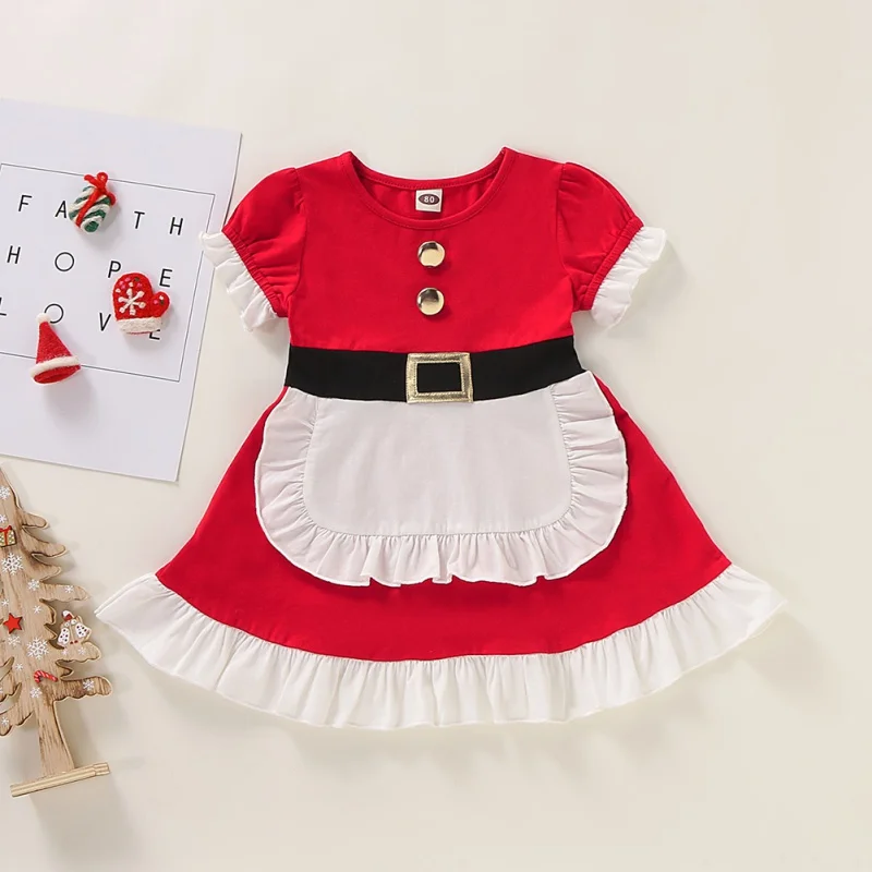 Платья для маленьких девочек от 12 месяцев до 3 лет рождественское милое платье для принцессы с короткими рукавами кружевное платье с бантом