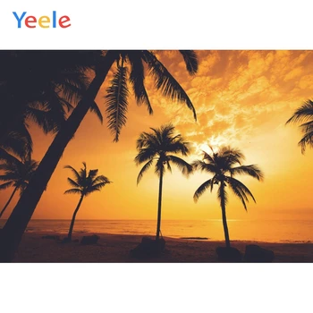 

Seascape Background Summer Sea Beach Sand Cloudy Dusk Palm Tree Holiday Scenic Photography Backdrops Photocall Photo Studio