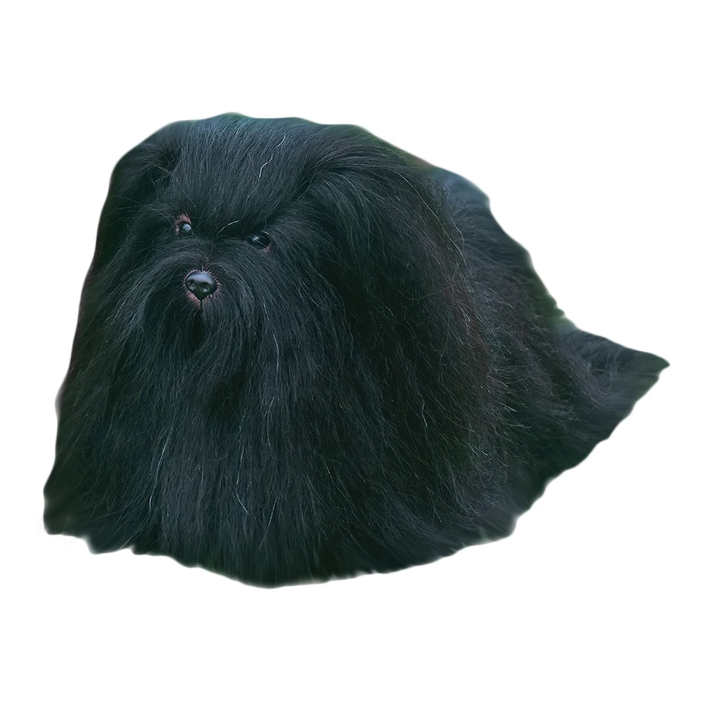 Black PVC Dog Mannequin For Hair Grooming Plush Puppy Model Dog For Pet Shop