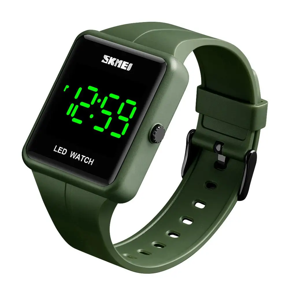 The Men's Watches Brand SKMEI Watch Digital Women's Watch Date Display LED Light Electronic Wristwatch Waterproof Clock Reloj - Цвет: green