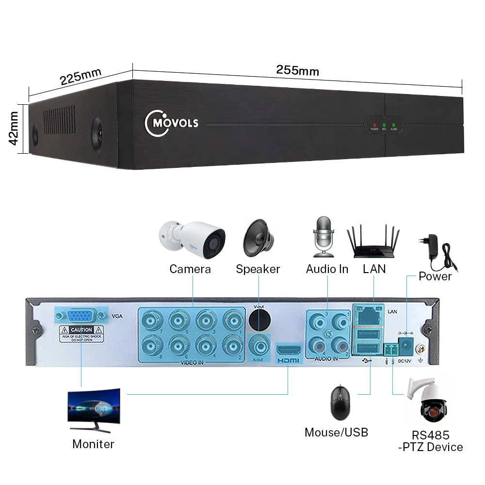 MOVOLS 4K Ultra HD система видеонаблюдения 8CH H.265 DVR 8MP 8 шт. камера безопасности Система ИК ночного видения водонепроницаемый комплект видеонаблюдения