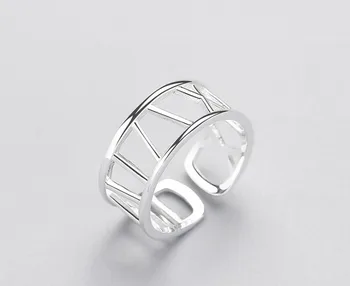 

1pc new 100% REAL. Authentic S925 Sterling Silver Geometric Roma sign Band Ring TLJ1193