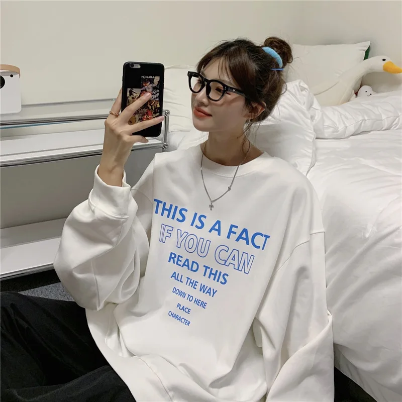 

2020 Autumn And Winter New Korean Version Of The Large Size Letter Tide Lazy Casual Loose Round Neck Pullover hoodie Sweatshirt