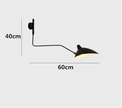 1 arm L60cm black Arms Черный Белый Ретро Лофт Промышленные винтажные Настенные светильники французский дизайнер вращающиеся Бра Настенные светильники для украшения дома - Цвет абажура: 1 arm L60cm black