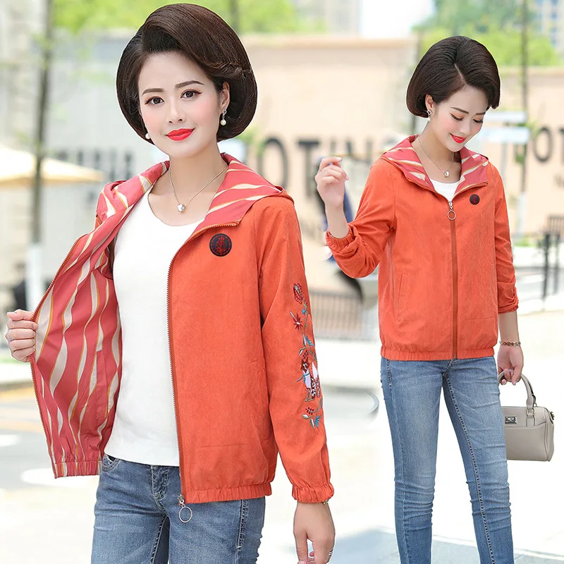 

Zh-986 Middle-aged Female Autumn Coat Western Style Thin Women 2019 Mom Autumn Tops Fashion Men's Lightweight Jackets Short