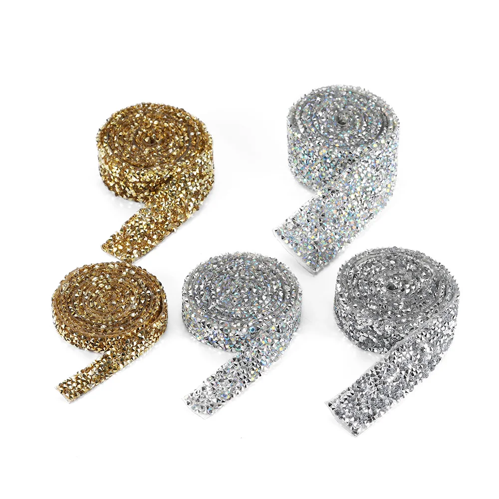 1 Yard Rhinestones Tape Banding Hotfix Strass Crystal Clothing Decoration Ribbon