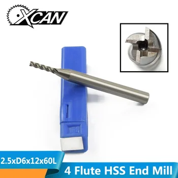 

XCAN 1 Piece Diameter 2.5mm HSS Straight Shank Milling Bit 4 Flute CNC Milling Cutter HSS End Mill