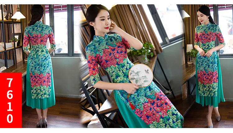 Китай(материк) Qipao многоцветный cheongsam Национальный Ветер улучшилось платье Ципао большие качели типа Чонсам ежедневно платье Ципао платье