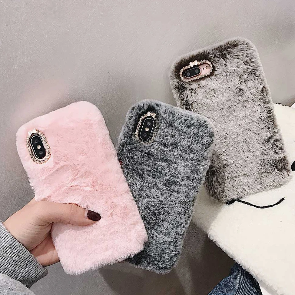 Теплый плюшевый ударопрочный чехол LOVECOM для телефона iPhone 11 Pro Max XR X XS 7 8 6S Plus мягкий