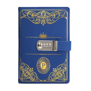 

1PC Vintage Style PU Cover Diary Notebook Journal Notepad with Code Lock (Blue)