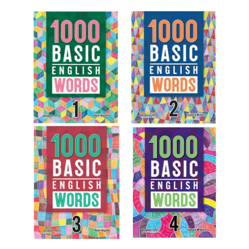 4 книги/набор 1000 базовые английские слова уровень 1-4 начальной школы общие