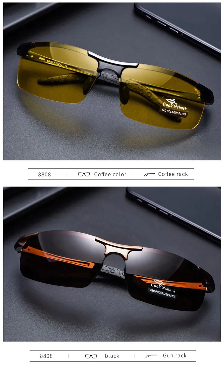 H98d42039d96747f29a828d2f7bba88c3E Cook Shark's new aluminum magnesium sunglasses men's sunglasses HD polarized driving drivers color glasses tide