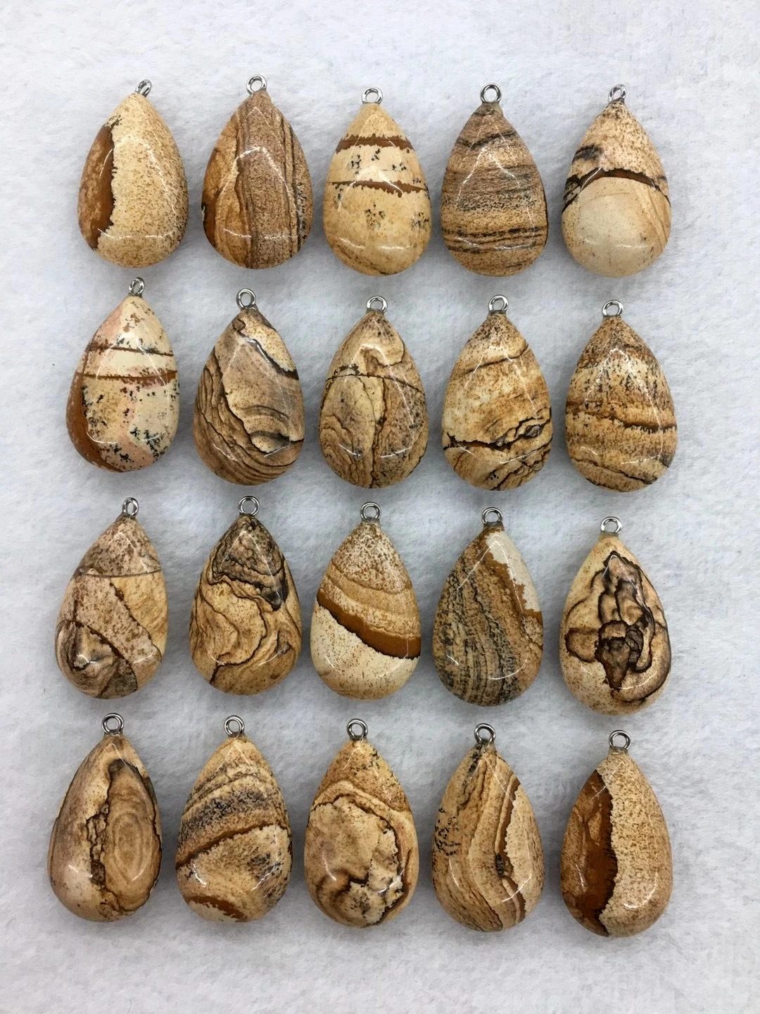 

Wholesale 10pcs/Pack Picture Jasper Bead Pendant,Pear Shape Gem Stone Jewelry Necklace DIY 32mm