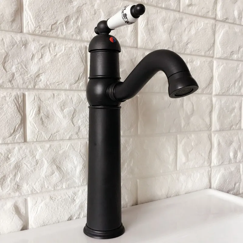 

Black Oil Rubbed Bronze Kitchen Wet Bar Bathroom Vessel Sink Faucet Mixer Tap Single Hole Swivel Spout One Handle mnf366