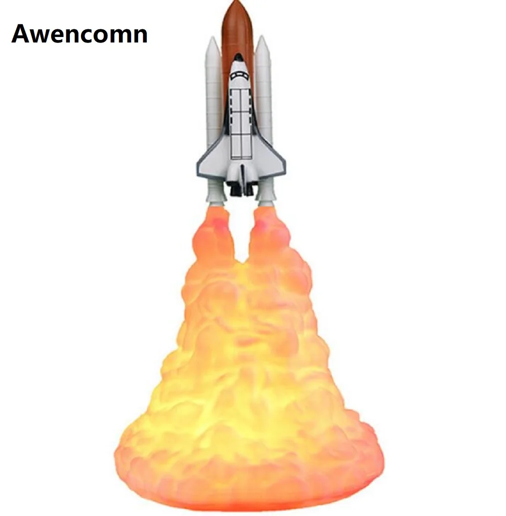 Rocket lamp 1 Новейший 3D принт Космический Шаттл лампа два типа перезаряжаемый ночной Светильник для любителей космоса Лунная лампа как украшение комнаты Прямая поставка - Испускаемый цвет: Rocket lamp 1