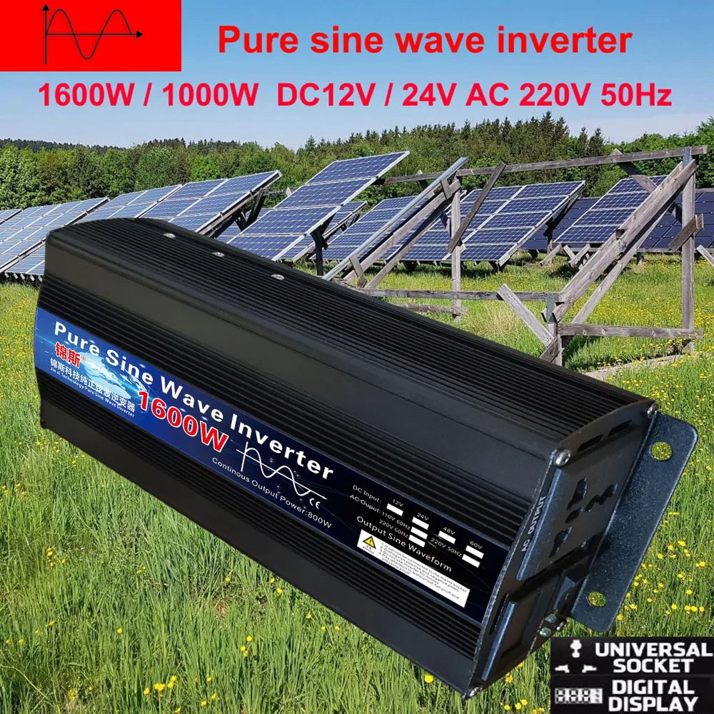 Pure Sine Wave Inverter DC 12V 24V to AC 220V 110V 60Hz 500W 1000W ...